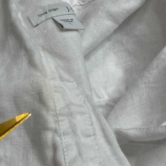 J. Jill 100% Linen Tunic Top Women's Large‎ Oversized Button Side High Low Hem - Picture 10 of 10